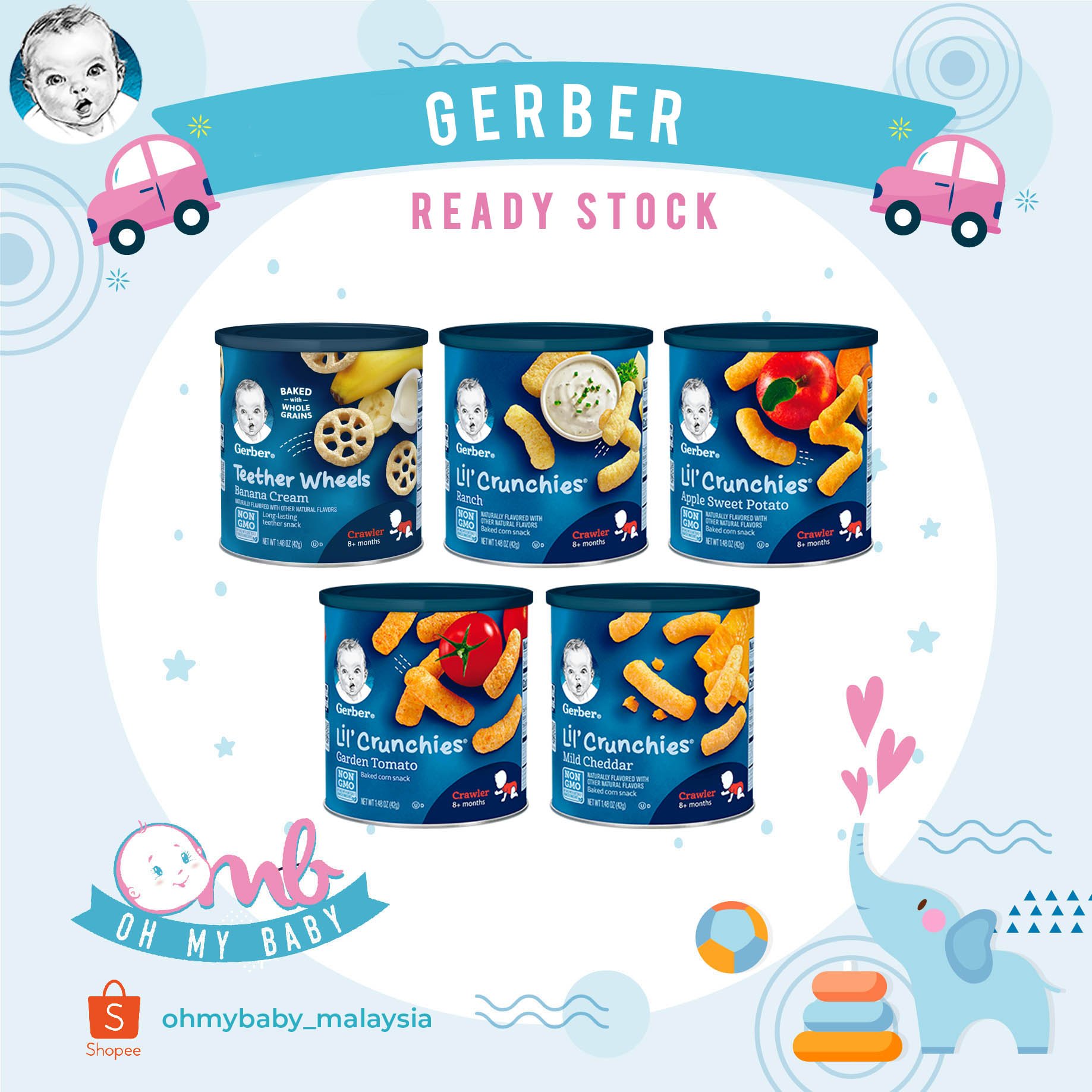 GERBER – SNACK PUFFS 42g (Crawler 8months+) – OH MY BABY FOODS
