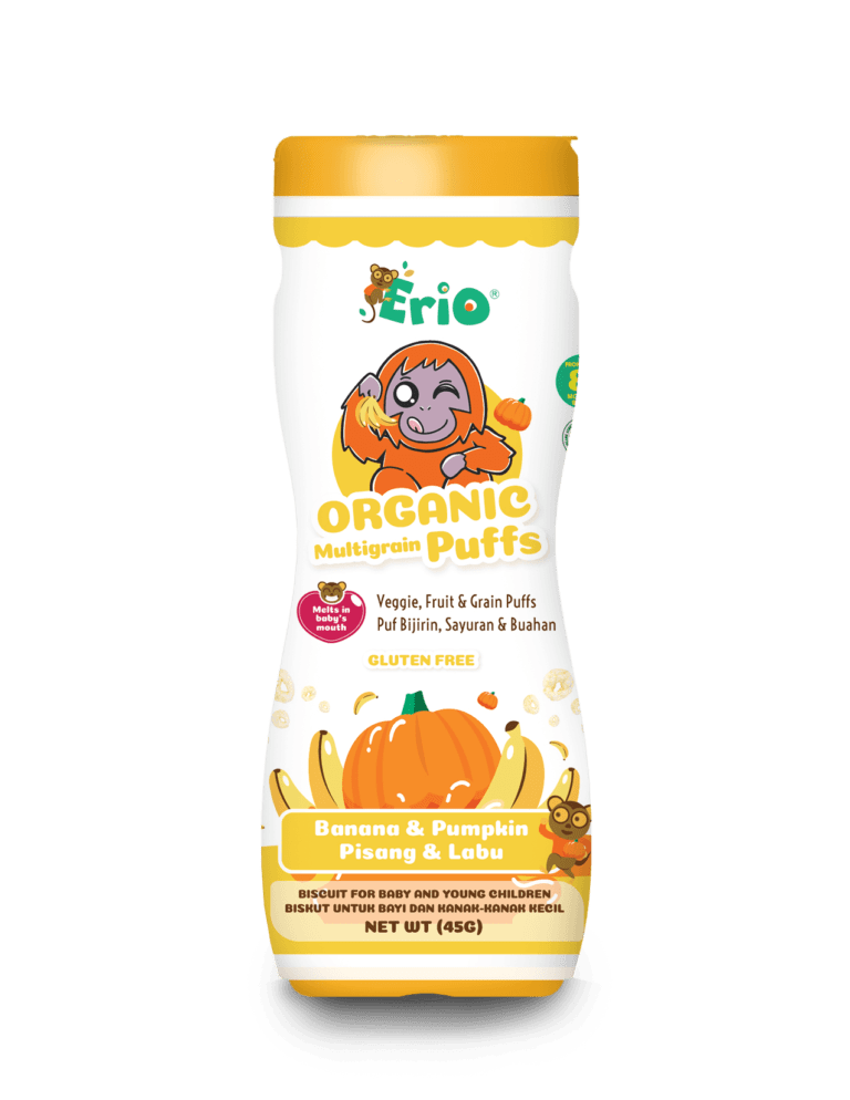 ERIO ORGANIC MULTIGRAIN PUFFS – BANANA & PUMPKIN 45g – OH MY BABY FOOD
