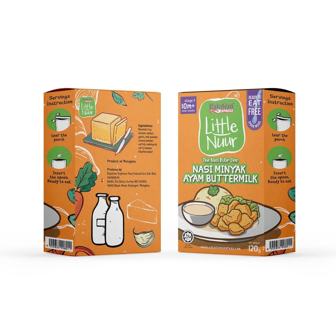 LITTLE NUUR READY TO EAT – NASI MINYAK AYAM BUTTERMILK 10months+ 120g [FREE  SPOON INSIDE] – OH MY BABY FOOD