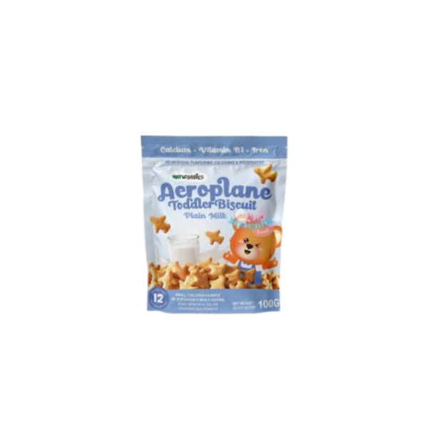 NATUFOODIES AEROPLANE TODDLER BISCUIT - PLAIN MILK 100g