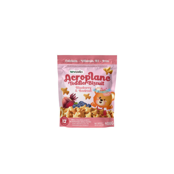 NATUFOODIES AEROPLANE TODDLER BISCUIT - BLUEBERRY & BEETROOT 100g