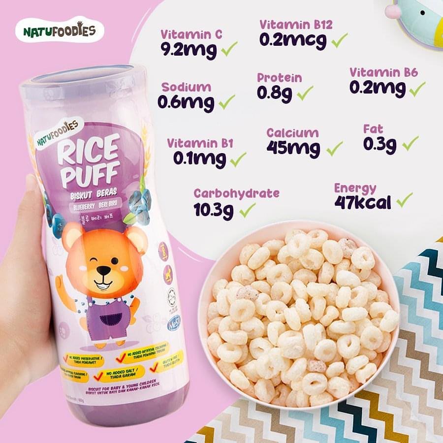 NATUFOODIES RICE PUFF – BANANA STRAWBERRY 60g – OH MY BABY FOOD