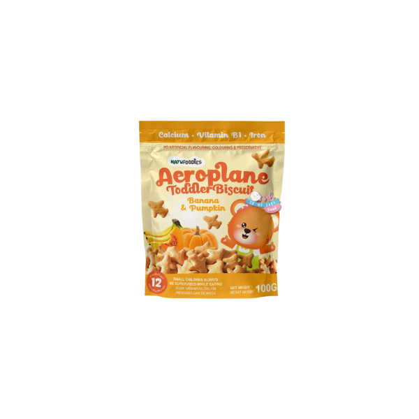 NATUFOODIES AEROPLANE TODDLER BISCUIT - BANANA & PUMPKIN 100g