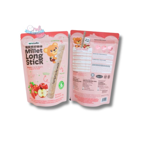 NATUFOODIES MILLET LONG STICK - STRAWBERRY APPLE 30g