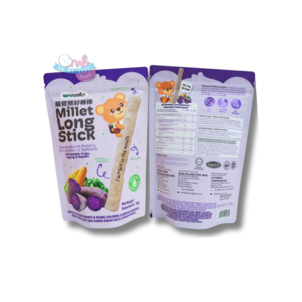 NATUFOODIES MILLET LONG STICK - PURPLE SWEET POTATO,CORN & SPINACH 30g
