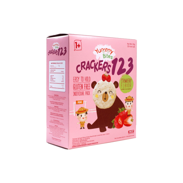 YUMMY BITES RICE CRACKER 123 - STRAWBERRY 50g